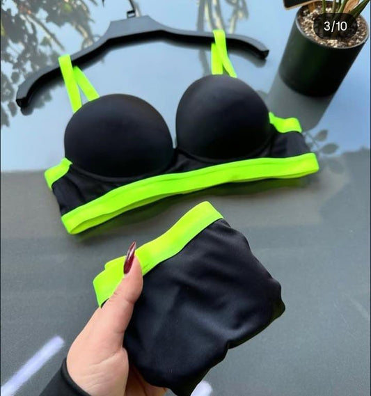 Neon Contrast Lingerie Set