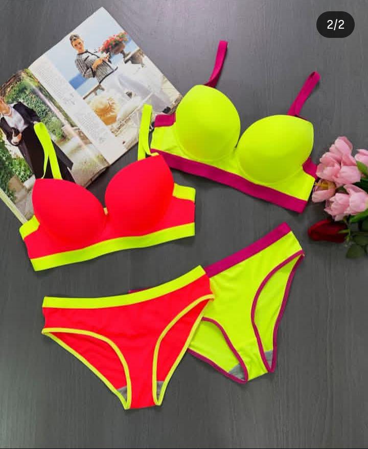 Neon Contrast Lingerie Set