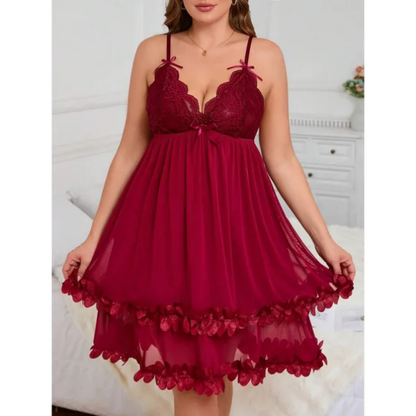 Elegant Lace Trim Babydoll Nightdress