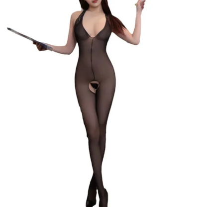 Sheer Bunny Lace Bodysuit – Halter Style Intimate Wear