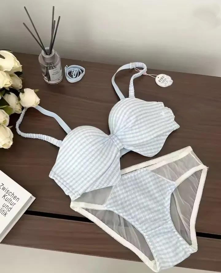 Gingham Lace-Up Bikini Set