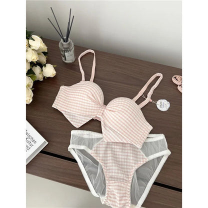 Gingham Lace-Up Bikini Set