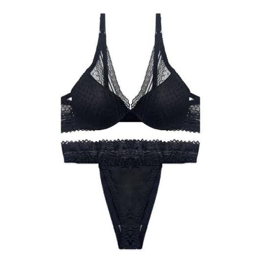 Black Lace Triangle Lingerie Set