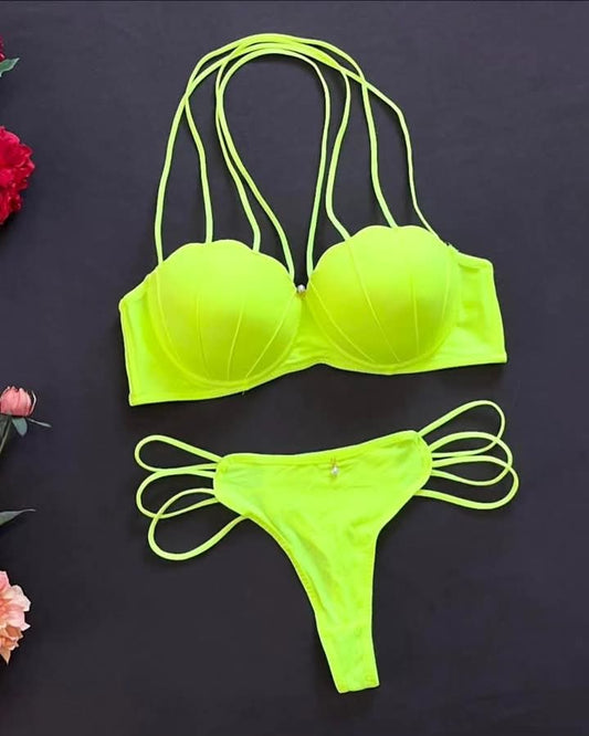 Anticious Petal Design Padded Bikini Bra & Panty Set
