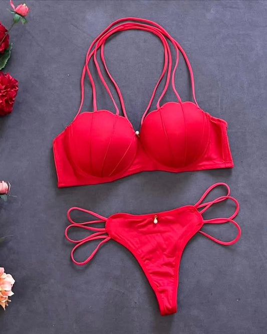 Anticious Petal Design Padded Bikini Bra & Panty Set