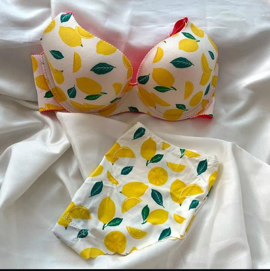 Fruity Print Padded Bra & Panty Set