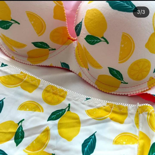 Fruity Print Padded Bra & Panty Set
