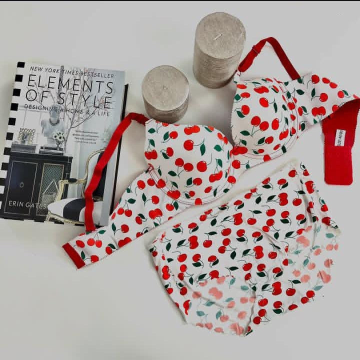 Fruity Print Padded Bra & Panty Set