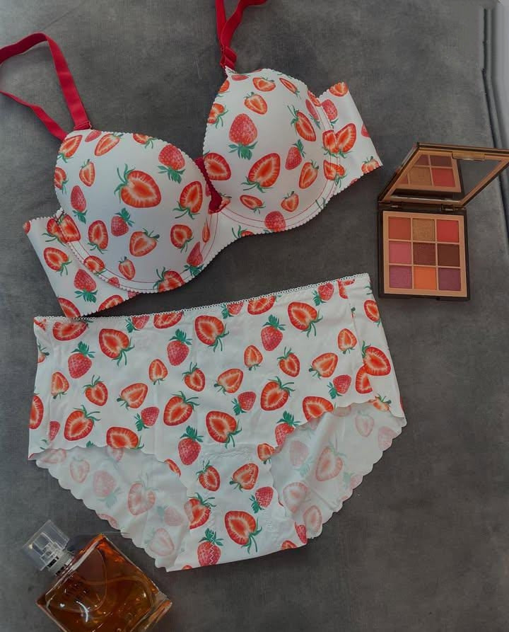 Fruity Print Padded Bra & Panty Set