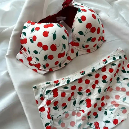 Fruity Print Padded Bra & Panty Set