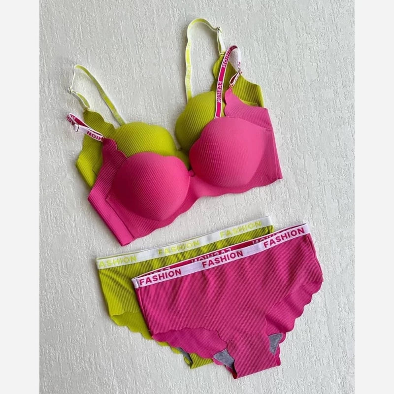 Fuchsia Ribbed Comfort Lingerie Set