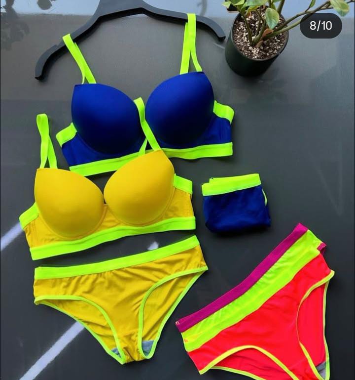 Neon Contrast Lingerie Set