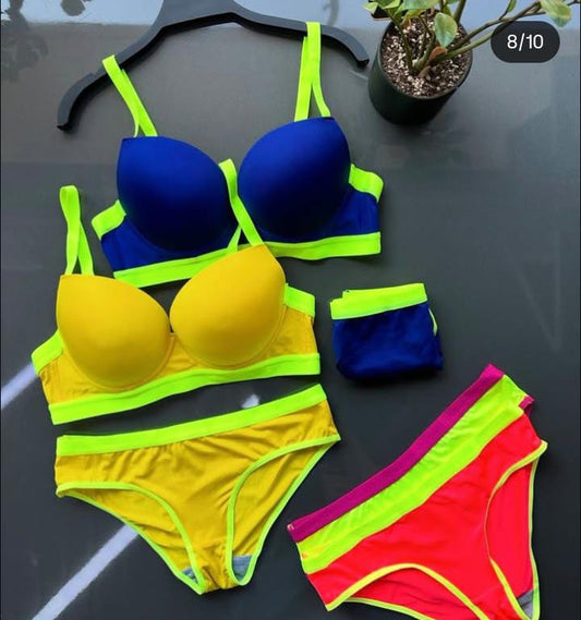 Neon Contrast Lingerie Set