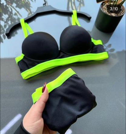 Neon Contrast Lingerie Set