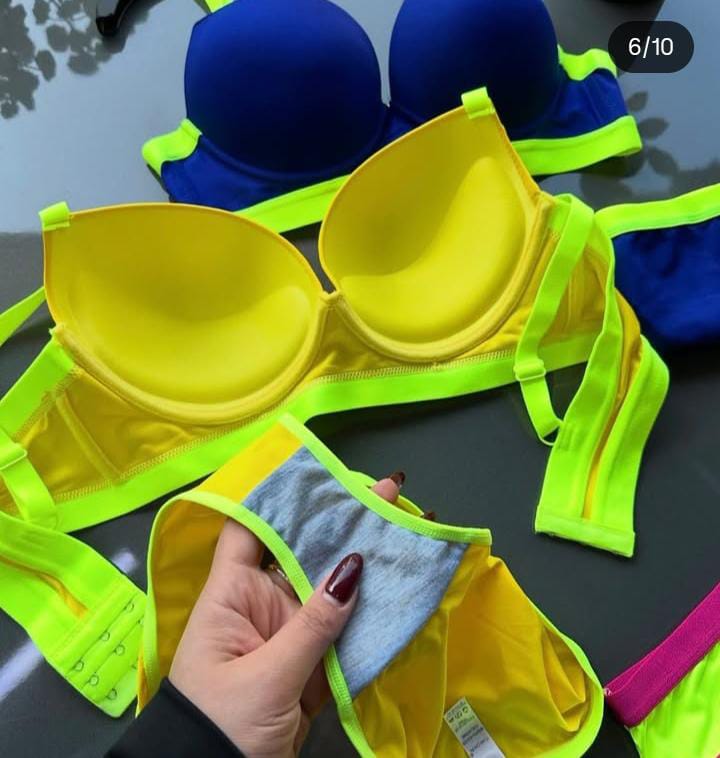 Neon Contrast Lingerie Set
