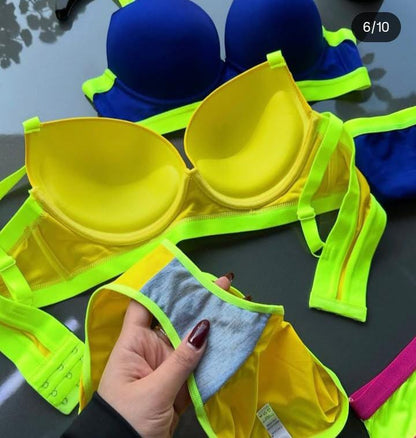 Neon Contrast Lingerie Set