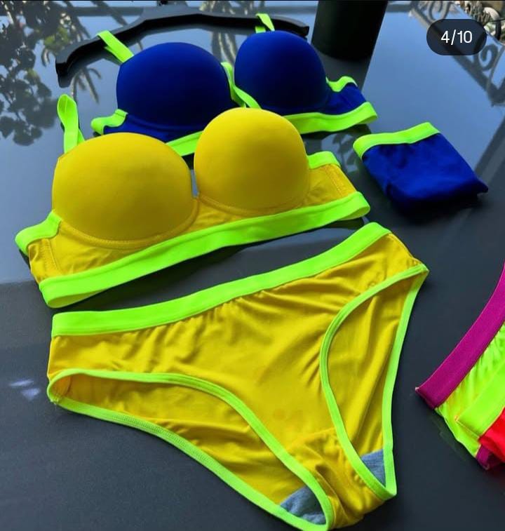 Neon Contrast Lingerie Set