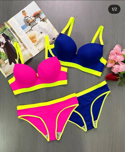 Neon Contrast Lingerie Set