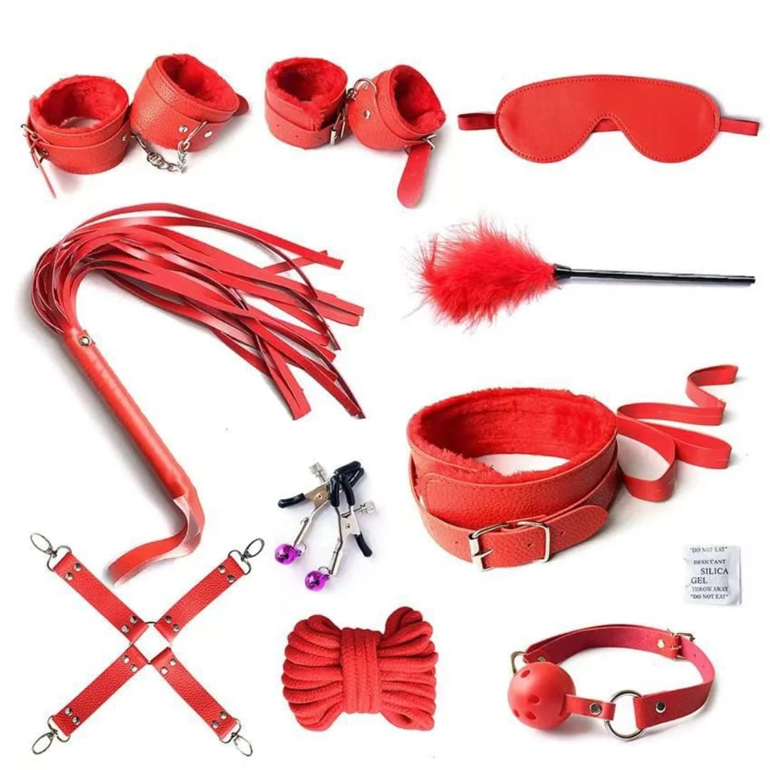 Red Passion 9-Piece Adult Bondage & Sensory Play Kit