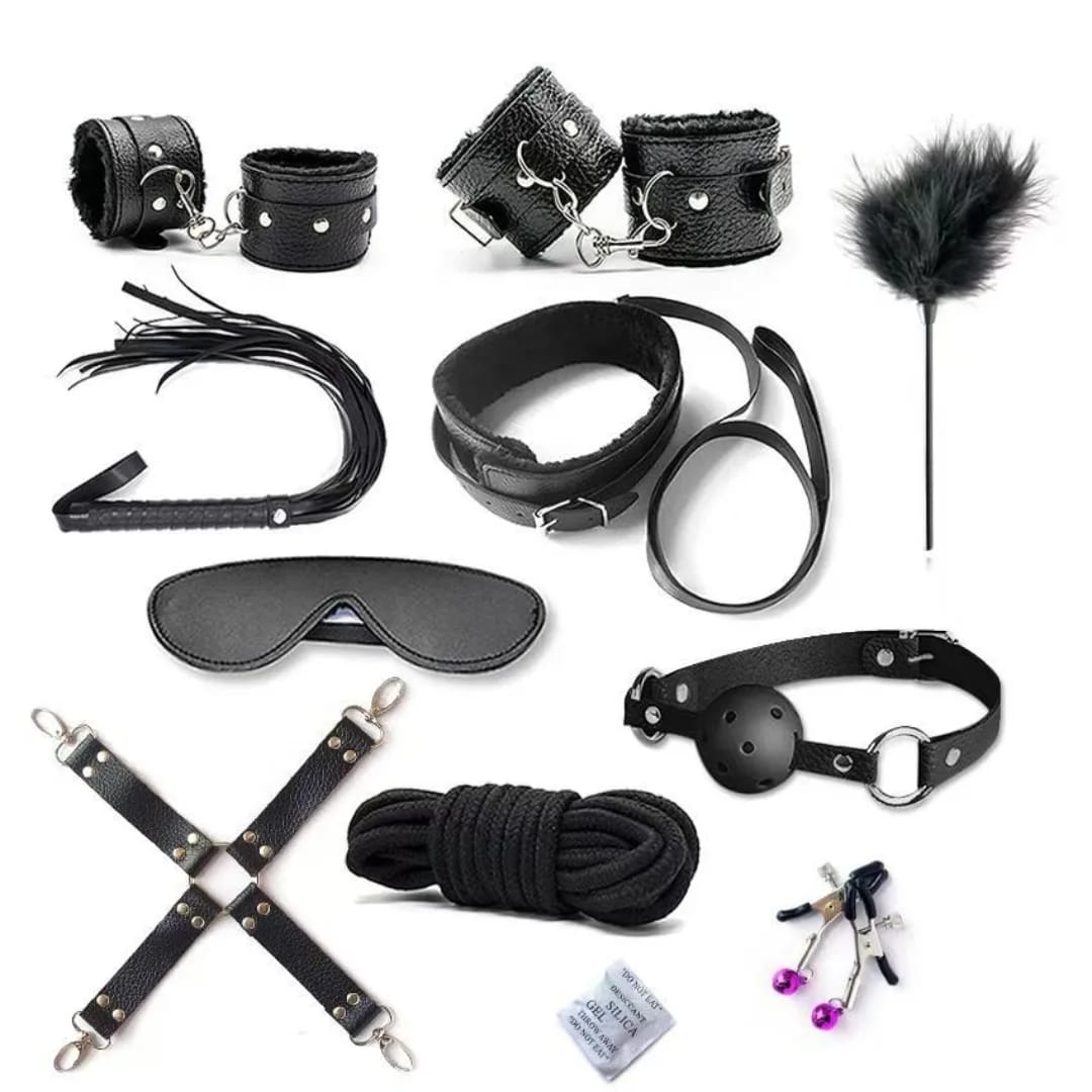Premium 10-Piece Black Bondage & Sensory Play Kit