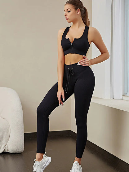 FlexFit Zip Sports Bra & High-Waist Leggings