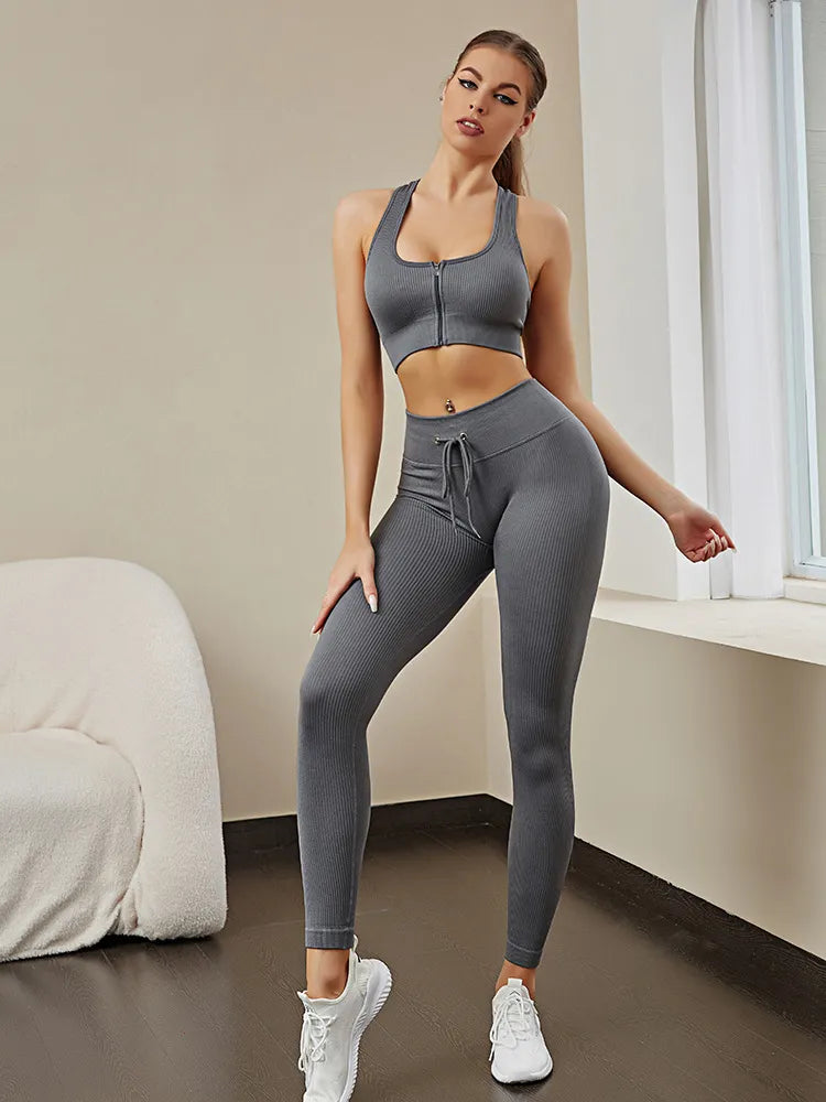 FlexFit Zip Sports Bra & High-Waist Leggings