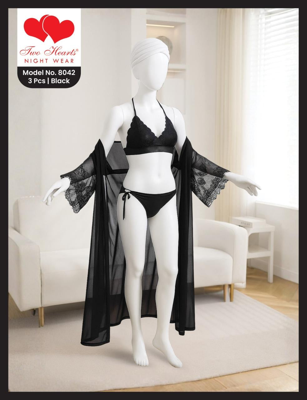 3-Piece Lace Nightwear Set for Women
