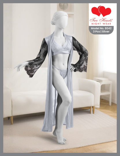3-Piece Lace Nightwear Set for Women
