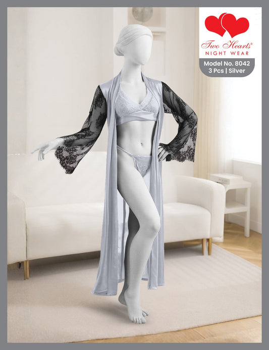 3-Piece Lace Nightwear Set for Women