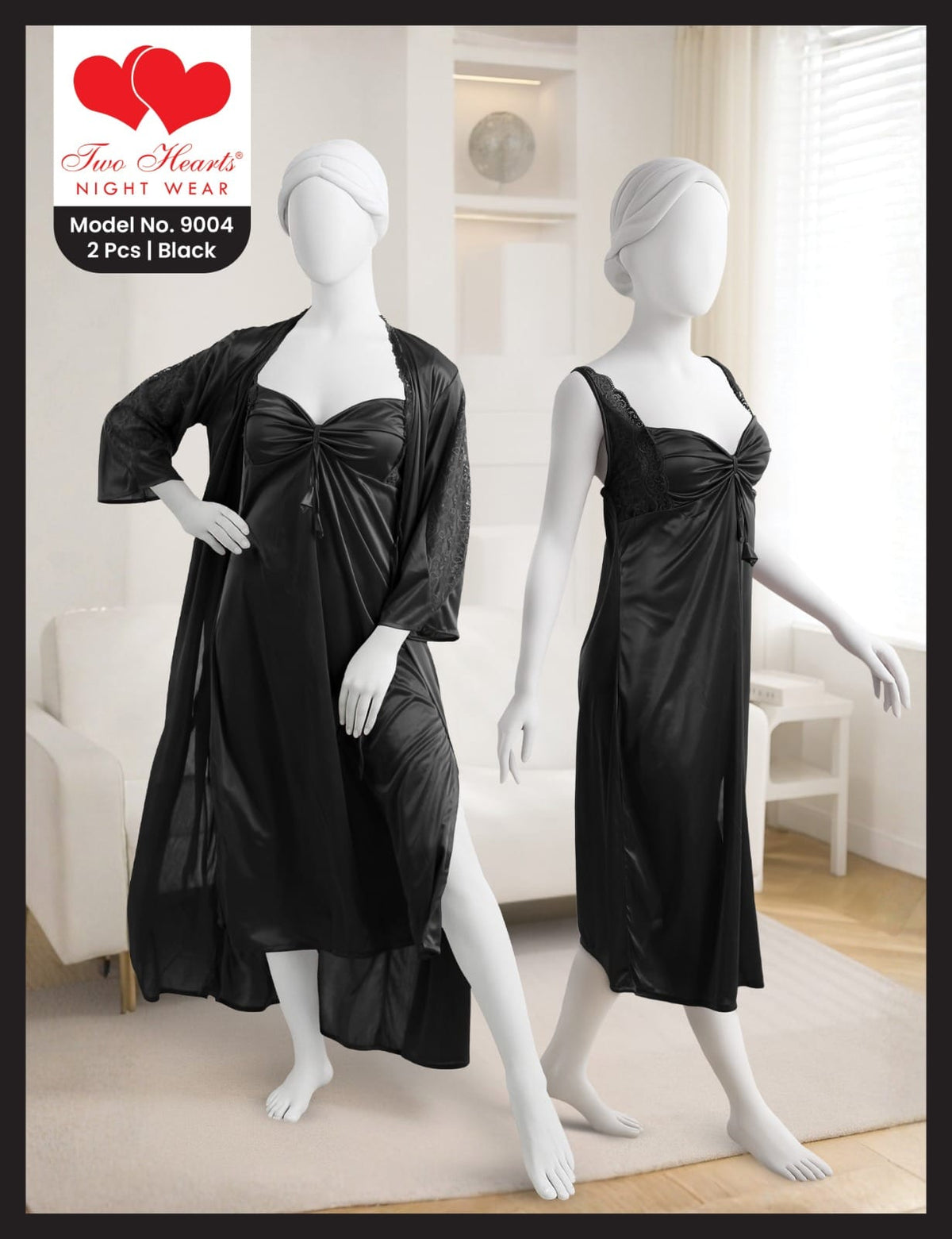 Women’s 2-Piece Satin Nightwear Set with Robe