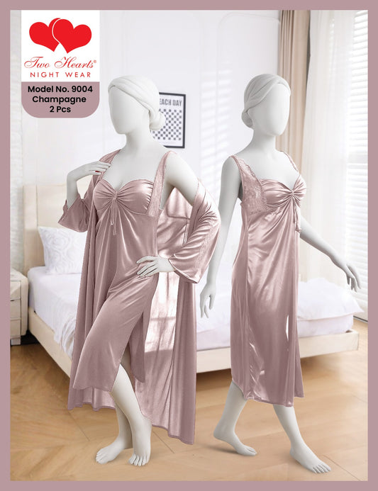 Women’s 2-Piece Satin Nightwear Set with Robe