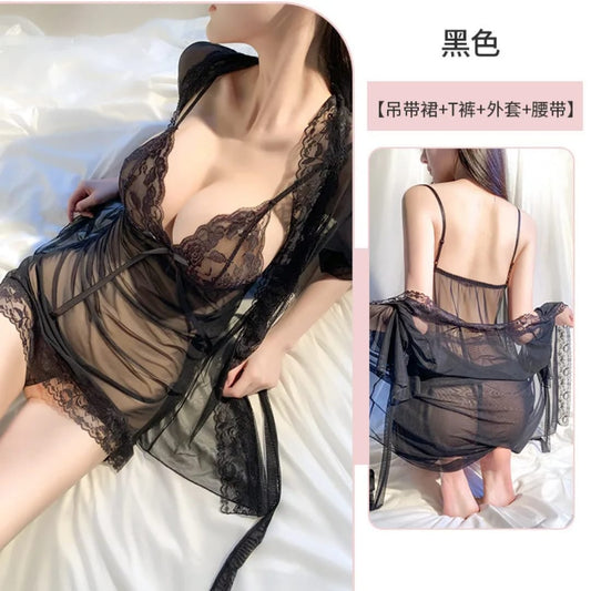 Royal Lace Satin Babydoll Nightdress